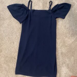 Navy blue dress Sz S off-shoulder